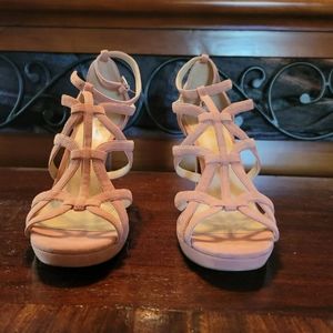 Brand new, never work Michael Kors pink suede heel